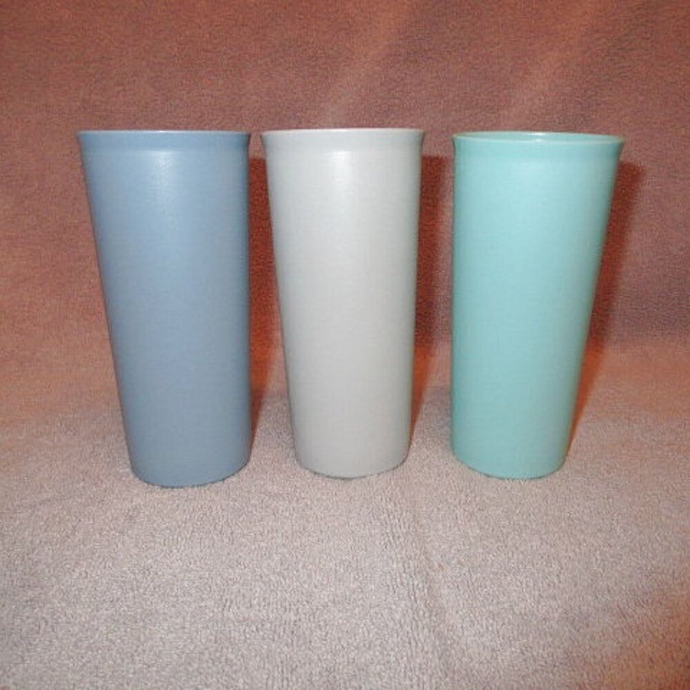 3X Bundle Vintage Tupperware Stacking Bell Tumblers 12 oz Country Pastels #1348